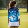 thumbnail image 5 of Uorisanigo Blue Butterfly Women's Dry-Fit Golf Polo Shirts Comfortable Versatile Women's 3/4 Sleeve Athletic Golf Shirts Fashionable Workout Tops Stylish Pullover for Workout Sports, 5 of 7