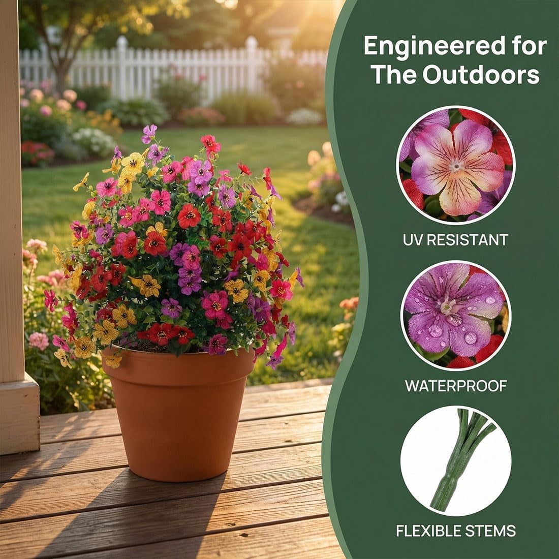 Artificial Eucalyptus and Violet Ground-Insert Floral Decoration, Artificial Flowers with Ground Stakes, Artificial Violets for Outdoors
