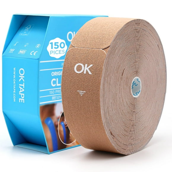 OK TAPE Kinesiology Tape Pre Cut Strips Bulk (150 PCS),Elastic Cotton Latex Free Hypoallergenic Athletic Tape Roll for Muscle Joint Knee,Waterproof k Tape 2inÃ10in/PCS