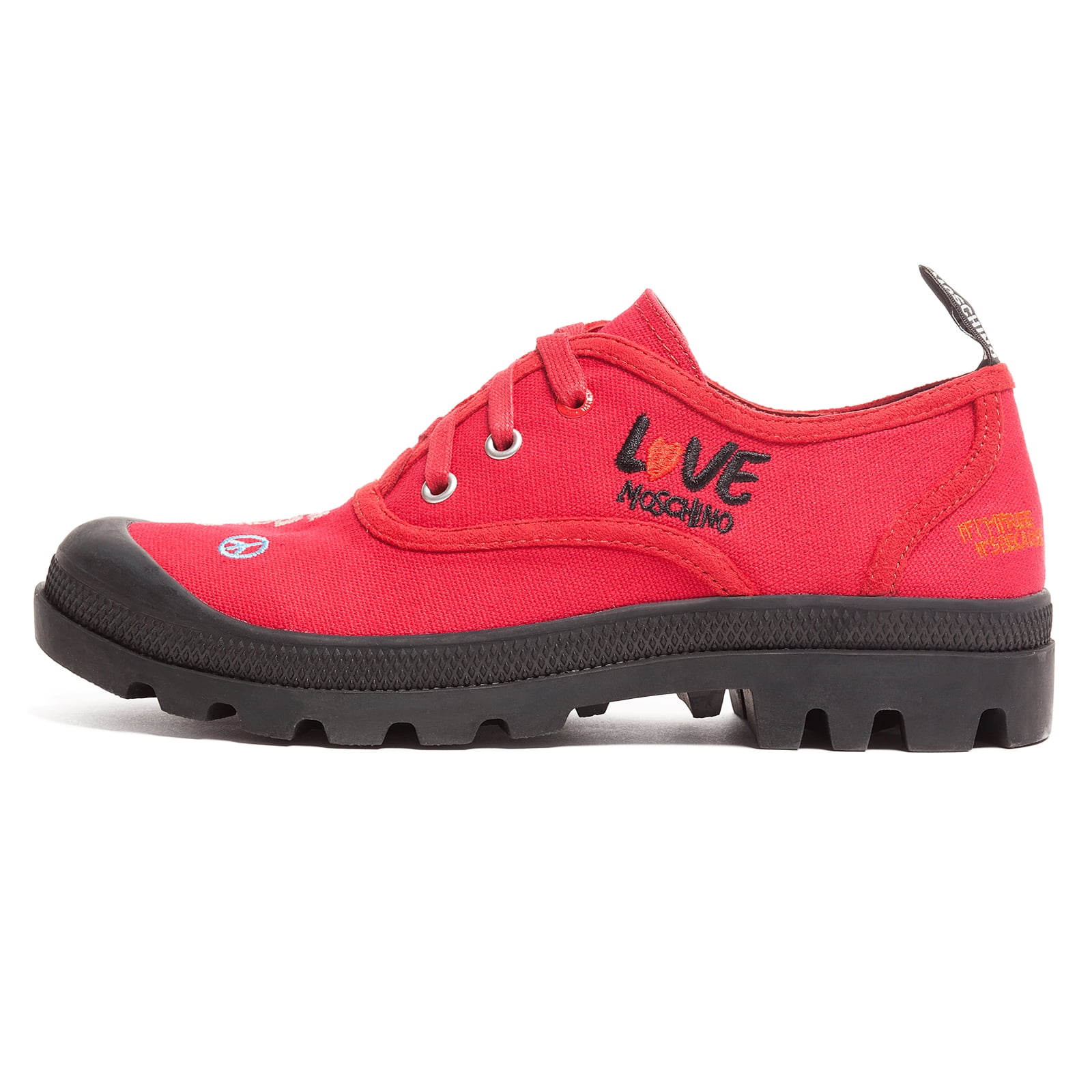 Moschino Love Moschino Red Lug Sole Embroidered Sneakers 