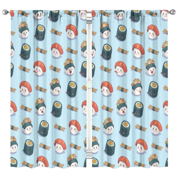 Sushi (75)_16 Curtains-blackout Curtains Bedroom Decor Living Room Darkening Grommet Window Drapes 2 Panels Set 42"x 84"
