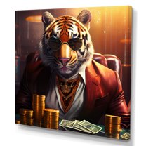 Designart Stylish Tiger Gambling I Canvas Wall Art