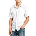 thumbnail image 4 of HAiming Boys School Shirts Summer Short Sleeve Collared Uniform Tee with Pockets Loose Casual Solid Color Blouses Outwear Kids Tops, 4 of 6