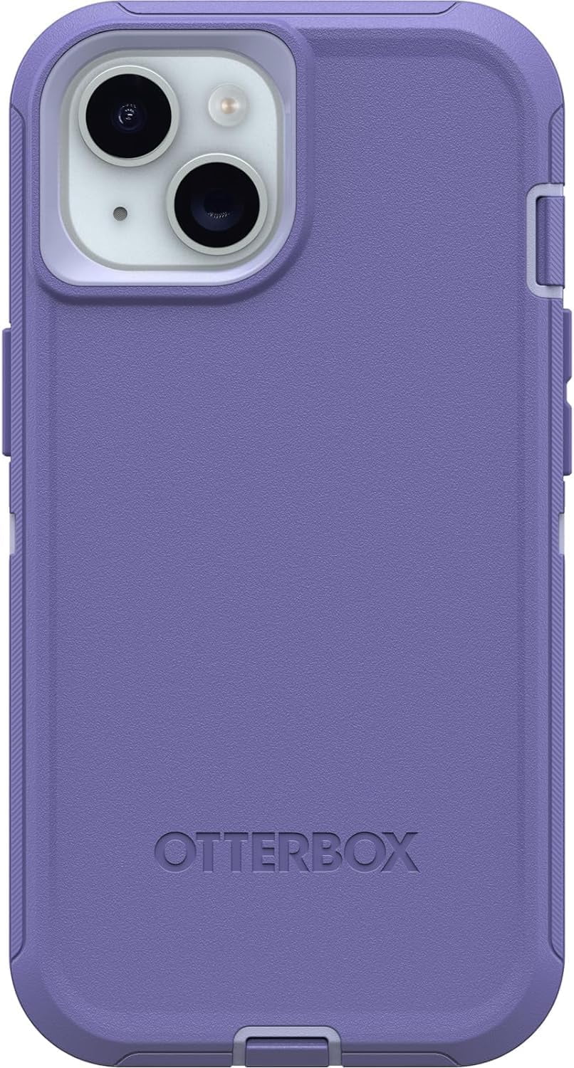 OtterBox iPhone 15, iPhone 14, & iPhone 13 (Only) Defender Series Case - Mountain Majesty (Purple) - Screenless - Rugged & Durable - with Port Protection - Holster Clip Includes -Non-Retail Packaging
