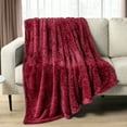 thumbnail image 3 of PAVILIA Sherpa Throw Blanket For Couch Sofa, Wine Red Fluffy Warm Plush Blanket for Bed, Cozy Super Soft Lightweight Throw, Fuzzy Decorative Blanket, All Season Home, 50x60, 3 of 9
