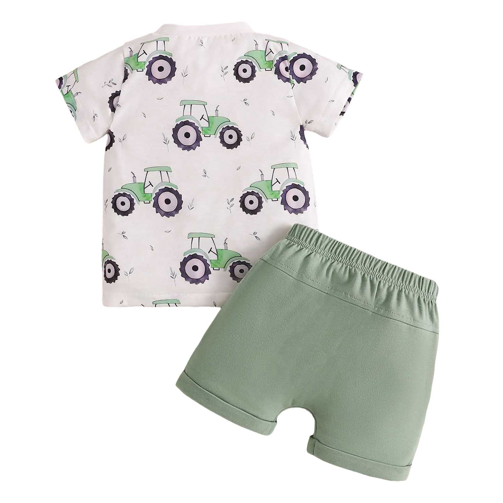 Sngxgn Baby Toddler Boy Clothes Summer Outfits 6 12 18 24 Months Patchwork Short Sleeve T Shirt & Shorts Sets with Pockets(Green,18-24 M)
