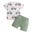 thumbnail image 3 of Huesdet Baby Boy Summer Clothes Set - Short Sleeve Letter T-Shirt and Stretch Shorts Toddler Outfit(Green,12-18 Months), 3 of 9