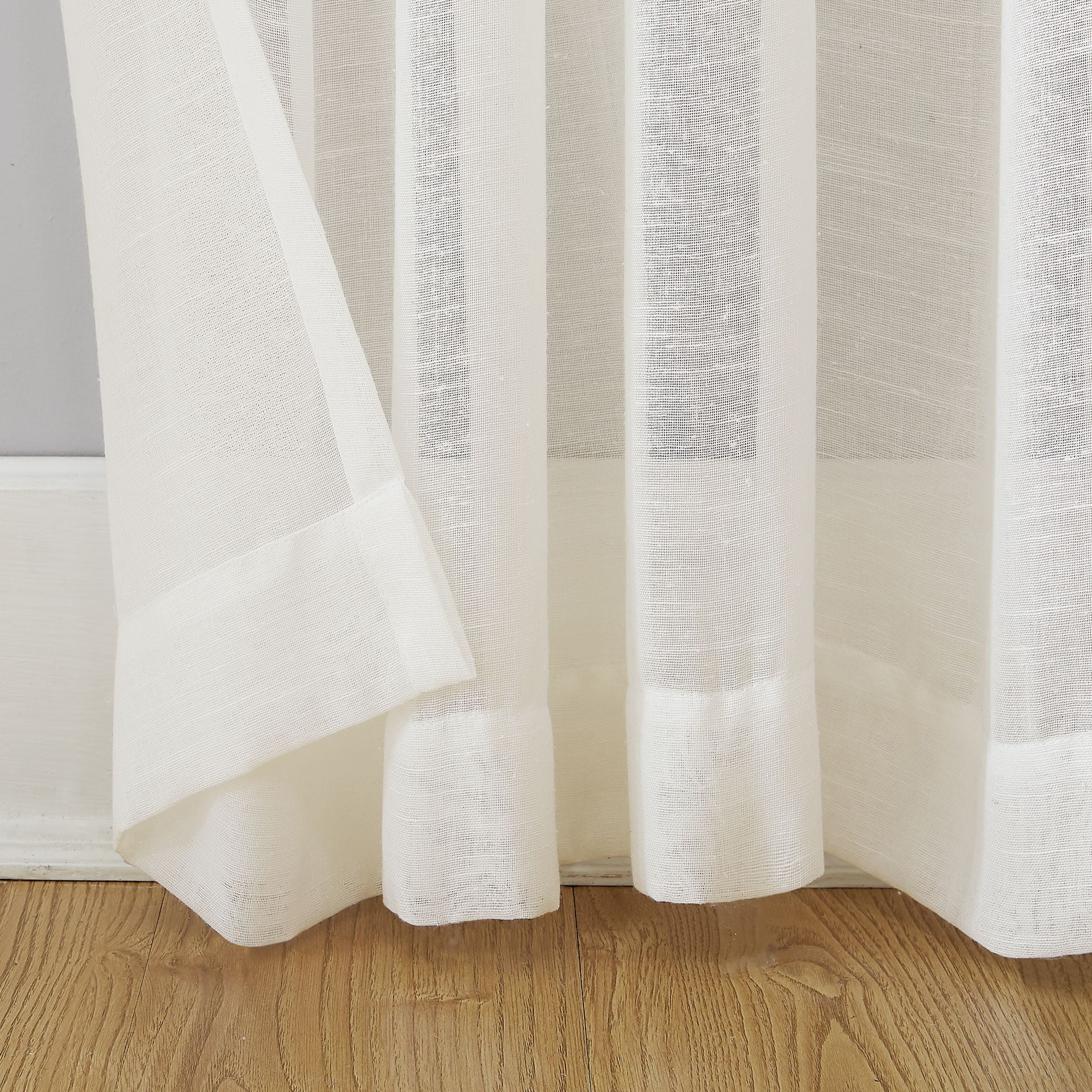 Archaeo Slub Textured Linen Blend Grommet Top Curtain, 52"x63", Ivory