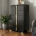 thumbnail image 5 of Furniture of America Chora Adult Modern 5-Drawer Solid Wood Bedroom Vertical Dresser, Black and Gold, 5 of 9