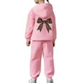 thumbnail image 3 of Tiijoy Toddler Girls Outfit Set Bow Graphic Hoodie and Sweatpants Warm Soft Clothes Set, 3 of 6