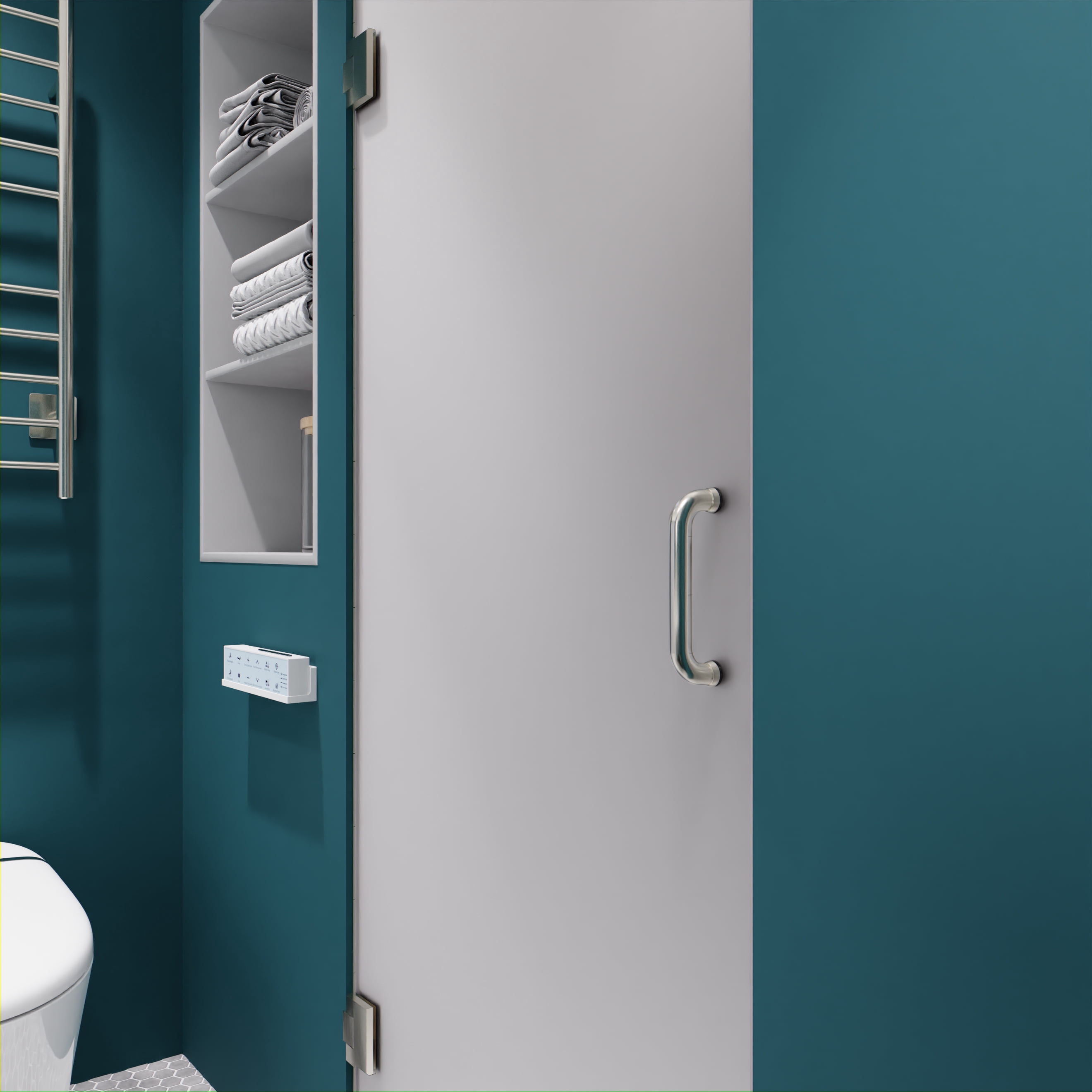 72" H x 24" W Hinged Frameless Shower Door Brushed Nickel w/ Frosted Glass