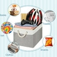 thumbnail image 3 of 8 Pack Collapsible Storage Bins Fabric Storage Bins Polyester Fabric Baskets with Handles Linen Closet Organizer for Shelf Home Closet Towels Toys(15 x 11 x 9.5 in,Gray White), 3 of 14