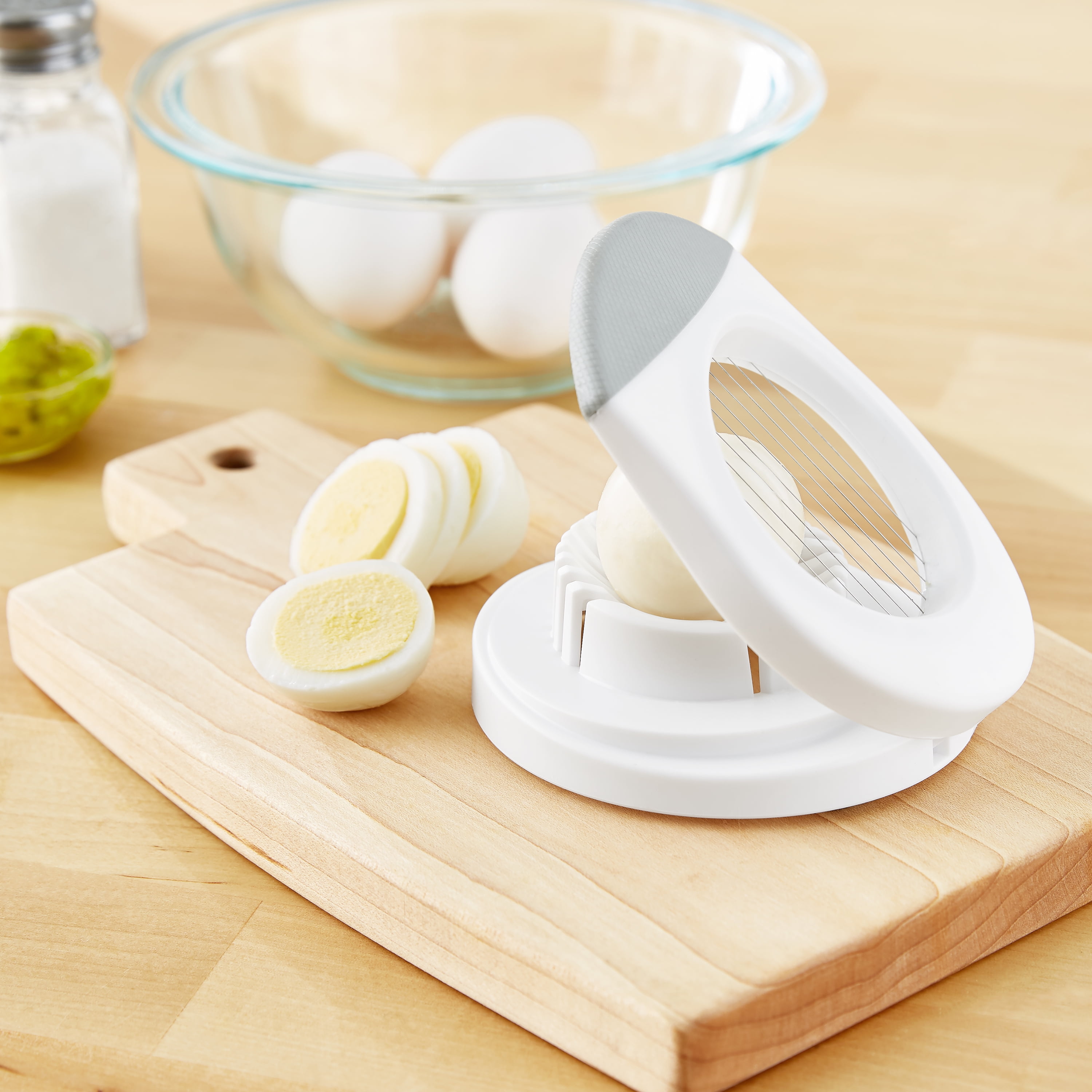 Mainstays Stainless Steel Hard Boiled Egg Slicer, White/Gray 