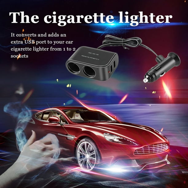 2 Way Car Cigarette Lighter +LED Light Switch Auto Socket Splitter Charger USB 12V/24V vehicle