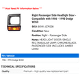 thumbnail image 2 of Right Passenger Side Headlight Door - Compatible with 1986 - 1990 Dodge W350 1987 1988 1989, 2 of 2