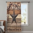 thumbnail image 4 of Texas Star Vintage Sheer Curtains 63 Inches Long, Berry Dark Brown Wooden Light Filering Curtains, Breathable Simi Curtain Privacy Drapes for Living Room Bedroom Lightweight Window Treatment, 4 of 9