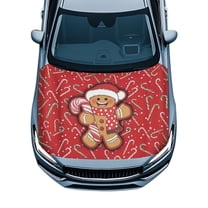 Uorisanigo Car Hood Cover, Waterproof Christmas Gingerbread Man Car Hood Cover Protector Decorations Sun Rain Snow Ice Protective Hoods Wrap Blanket Suitable Most Sedans SUV Trucks