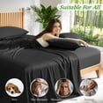 thumbnail image 2 of AiAngu Breathable Bamboo Queen Sheet Set, Luxury Soft 4 Pieces Bed Sheets with 16" Deep Pocket, Black, 2 of 8