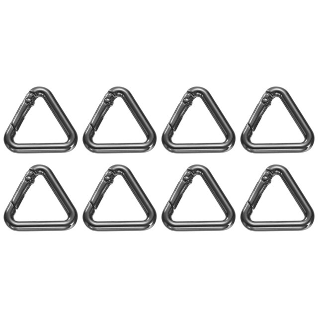 Uxcell 8 Pcs Triangle Spring Key Ring 1 Inch Metal Buckle Spring Snap Clip Trigger for Keychains Bags Purse Handbags Hanging Crafts DIY Accessories Decorations, Black
