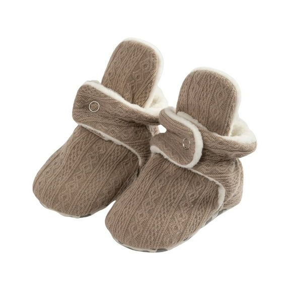 Otqutp Children Round Toe Sneakers Toddler Baby Shoes Socks Solid Color Patchwork Knitted Plush Baby Socks Fall Winter 0 To 12 Months(Silver,3-6Months)