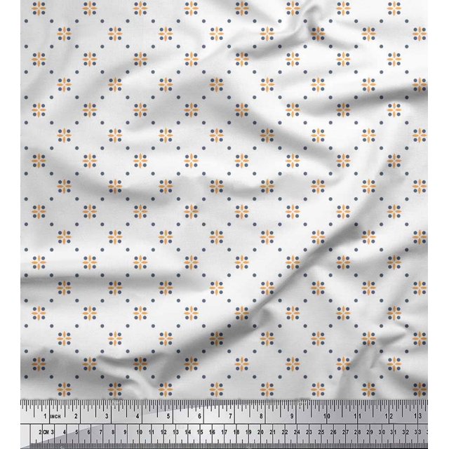 Soimoi Silk Fabric Dot & Floral Small Printed Craft Fabric by The Yard 42 Inch Wide