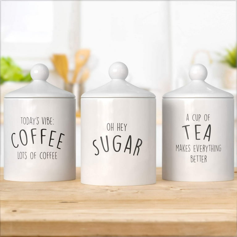 Decorative Tea And Coffee Jars Set Of 3, Coffee Sugar Tea Canister