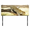 thumbnail image 3 of Safari Headboard, Leopard on Tree Trunk Desert Plants Exotic Hunter Predator Big Cat Image, Upholstered Decorative Metal Bed Headboard with Memory Foam, Full Size, Yellow Green Brown, by Ambesonne, 3 of 4