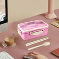 thumbnail image 2 of YIKA Tupperware Container Lunch Box Can Be Heated Household Students Sealed Lunch Box Cutlery Spoon Preservation Box Kitchen Storage Pink, 2 of 6