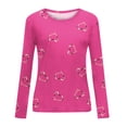 thumbnail image 4 of Puntoco Mujer Casual Cuello Redondo Manga Larga Impreso Camisa Suelta Blusa tops Puntoco Puntoco-6384, 4 of 5