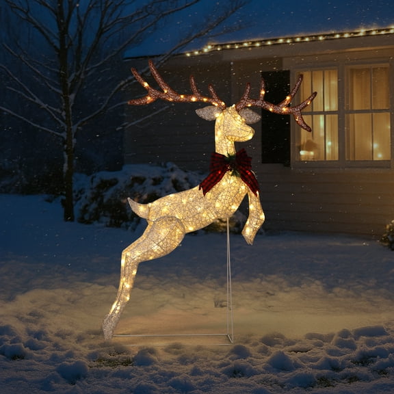 Zimtown Christmas Reindeer Set Outdoor Yard Decoration 5ft Reindeer LED Lights