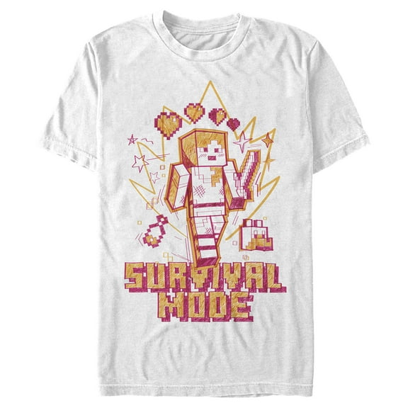 Men's Minecraft Survival Mode Sketch Graphic Tee White Small
