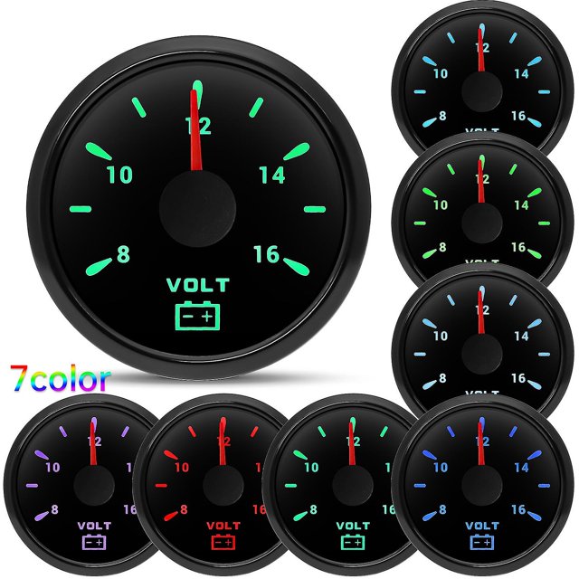 Voltímetro retroiluminado para coche, 8-16V/16-32V, resistente al agua, 7 colores, 52mm, LCD, IP67, medidor de voltaje, vidrio antiniebla, compatible con Auto, barco, yate, RV