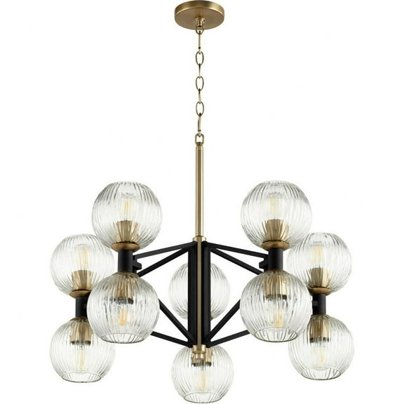 10965-Cyan lighting-Helios - 10 Light Chandelier - 28.5 Inches Wide by 13.5 Inches High-Noir/Aged Brass Finish    -Traditional Installation