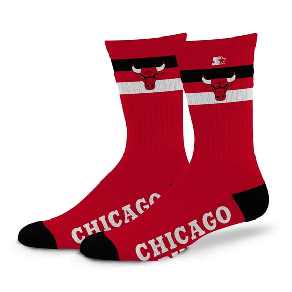 Unisex Starter Chicago Bulls Team Color Two-Stripe Crew Socks