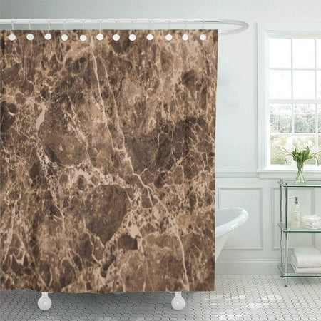 PKNMT Brown Marble the of Natural Stone Sandstone Limestone Granite Black Abstract Wood Bathroom Shower Curtain 66x72