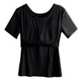 thumbnail image 6 of Weikingp Fitted Tees For Women，Business Casual Outfits Slim Fitted Casual Shirts Short Sleeve Shirts Tight Shirts For Women Full Length Tops For Women Crew Neck Black L, 6 of 9