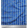 thumbnail image 1 of Soimoi Blue Cotton Voile Fabric Leaves & Floral Stripe Printed Fabric 1 Yard 56 Inch Wide, 1 of 3