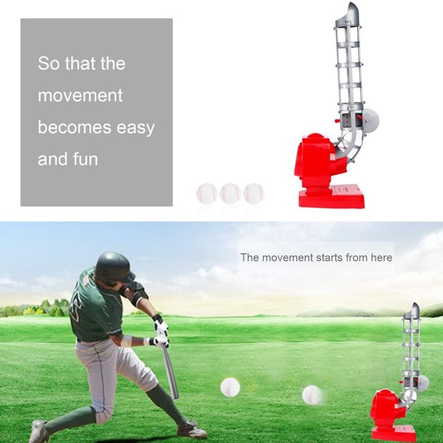 FONDOTIN 1 Ensemble Équipement d'Entraînement de Baseball Machine de Lancer Plastique Rouge pour Entraînement de Coordination