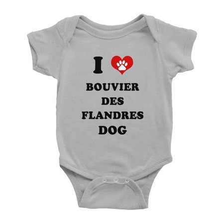 

I Heart Bouvier des Flandres Dog Funny Baby Romper (Gray 18-24 Months)