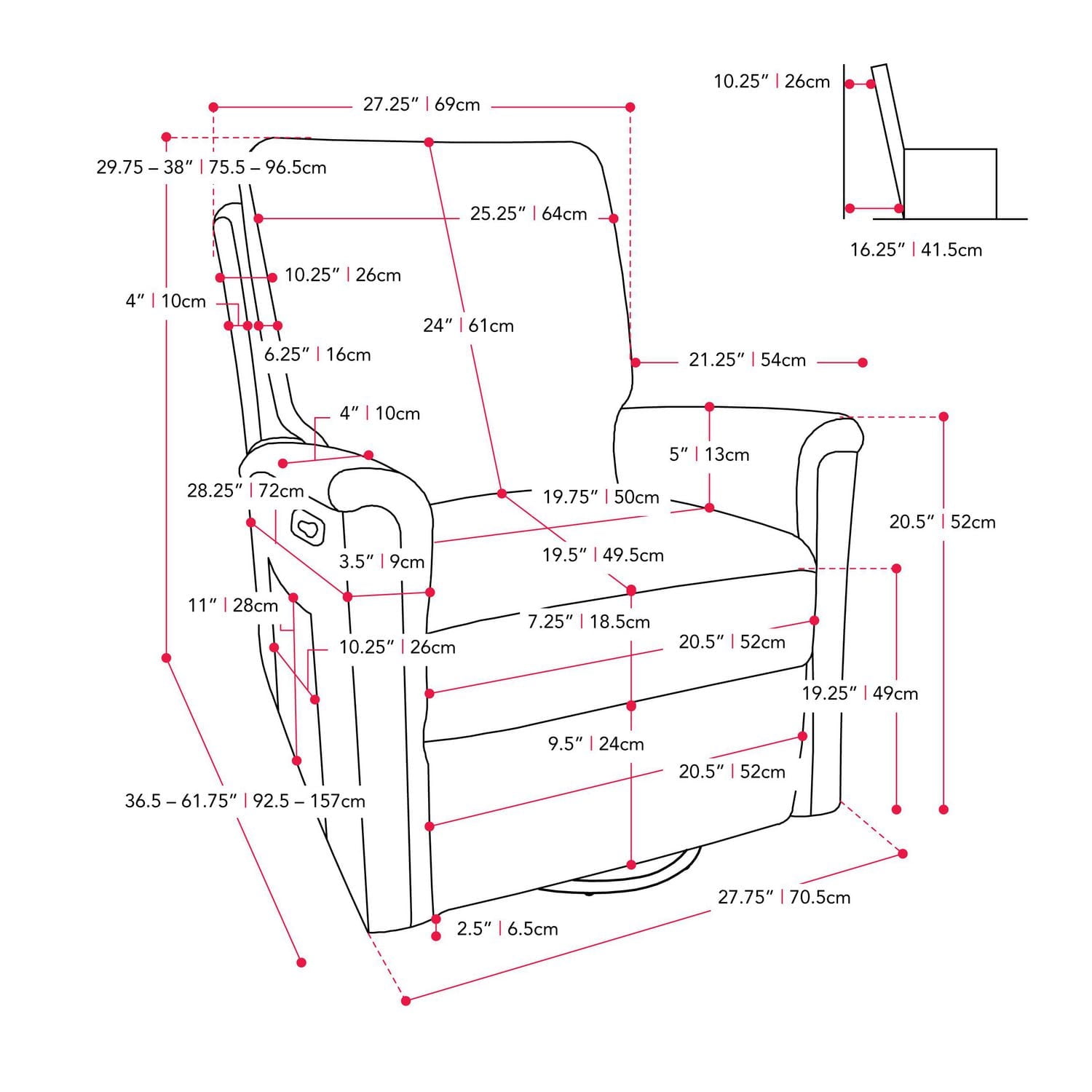 CorLiving Jasmine White Boucle Fabric Upholstered Plush Cushioned Glider Swivel Manual Indoor Recliner