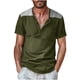thumbnail image 2 of pstuiky Mangas cortas para hombre, Camisa de manga corta con cuello alto y botones de patchwork para hombre camisetas de hombre xl, 2 of 6