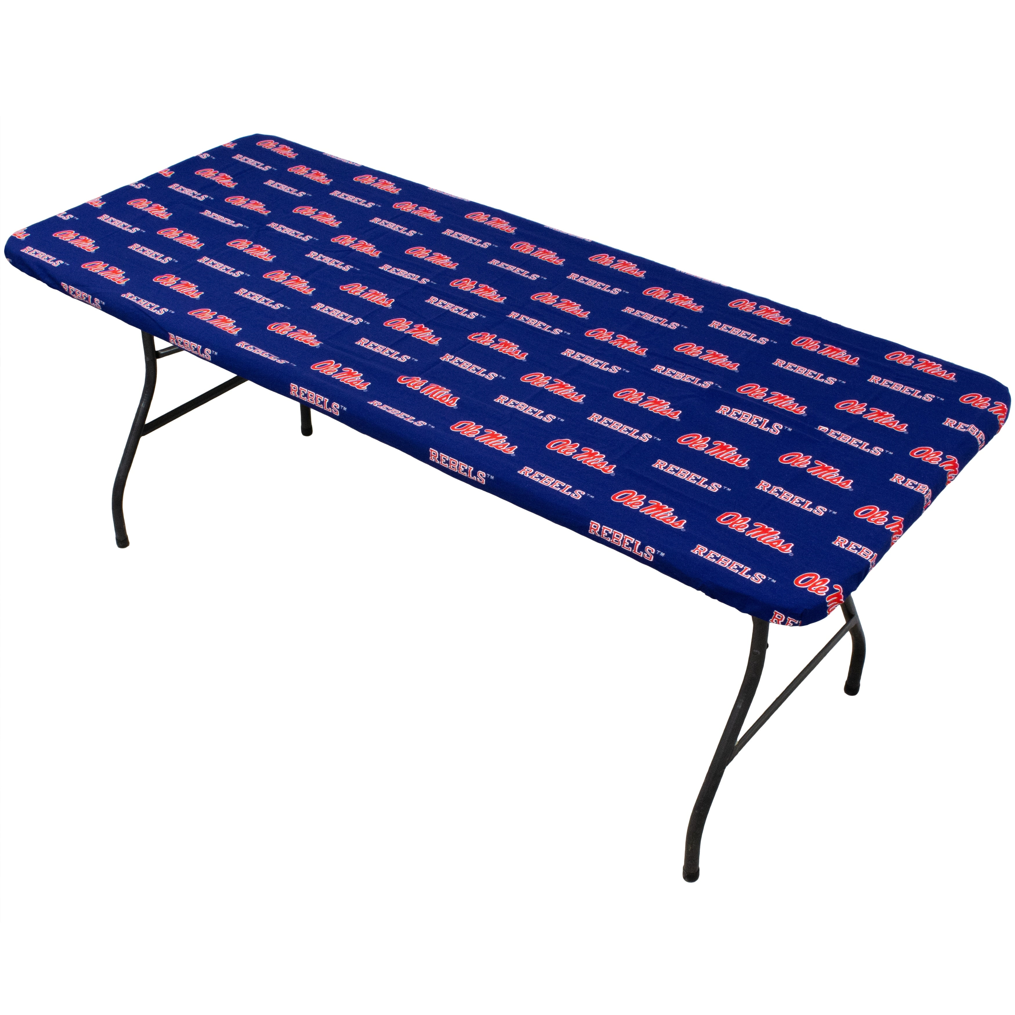 Mississippi Rebels Tailgate Fitted Tablecloth, 33" x 33", Card Table 72" x 30", 6 ft table
