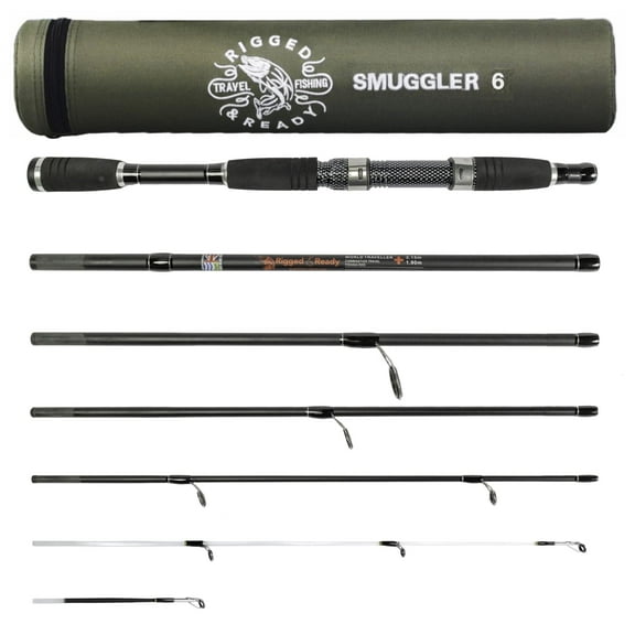Rigged and Ready Smuggler 6 Compact Multifunction Travel Fishing Rod & Case for Spin,General Fishing