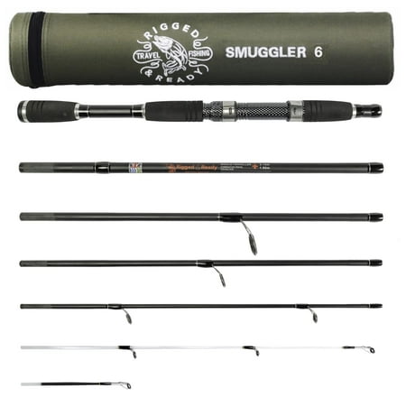 Rigged and Ready Smuggler 6 Compact Multifunction Travel Fishing Rod & Case for Spin General Fishing