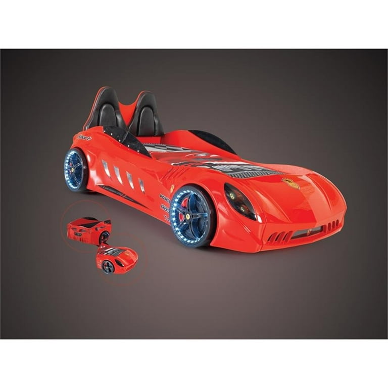 Titi Racer Modern Wood Shark Twin Race Car Bed with Remote Control