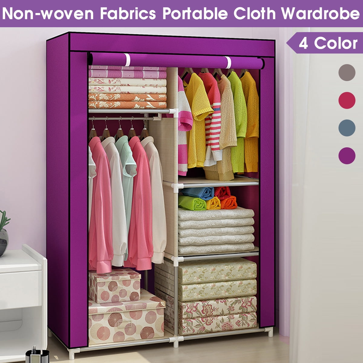 65 Portable Clothes Closet Storage Organizer Wardrobe Garment