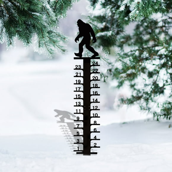 Fiudx Medidor de Nieve de 24 Pulgadas, Diseño de Metal Artesanal, Construcción de Acero Resistente, Decoración de Jardín Exterior, Accesorio Navideño para Jardín, Fácil Instalación, Longitud Total de