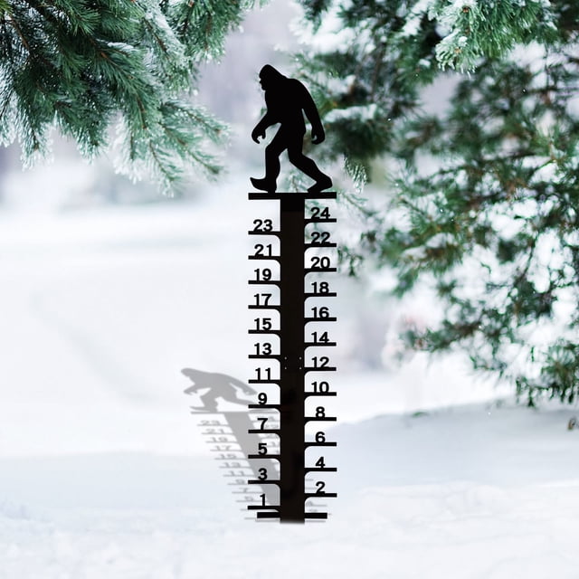 Xihbxyly Medidor de Nieve de 24 Pulgadas, Diseño de Metal Artesanal, Construcción de Acero Resistente, Decoración de Jardín Exterior, Accesorio Navideño para Jardín, Fácil Instalación, Longitud Total