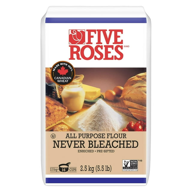 Five Roses All Purpose Flour, Never Bleached, Made with 100% Canadian Wheat, 2.5kg