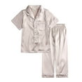thumbnail image 3 of Satin Pajamas Kids Girls' Pajama Sets Button Down Sleepwear With Pants Casual Pajamas Set Cute Pjs For Girls 8-9, 3 of 9